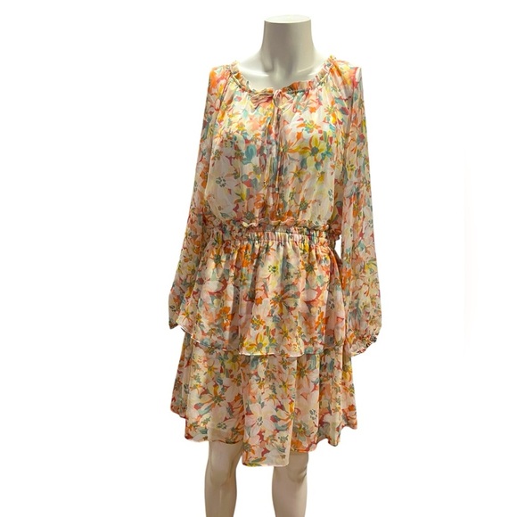 LC Lauren Conrad Dresses & Skirts - LC Lauren Conrad Orange and Pink Tiered Ruffled Sundress